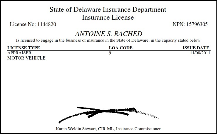 Licensed Motor Vehicle Auto Appraiser Licensed Motor Vehicle Auto Appraiser